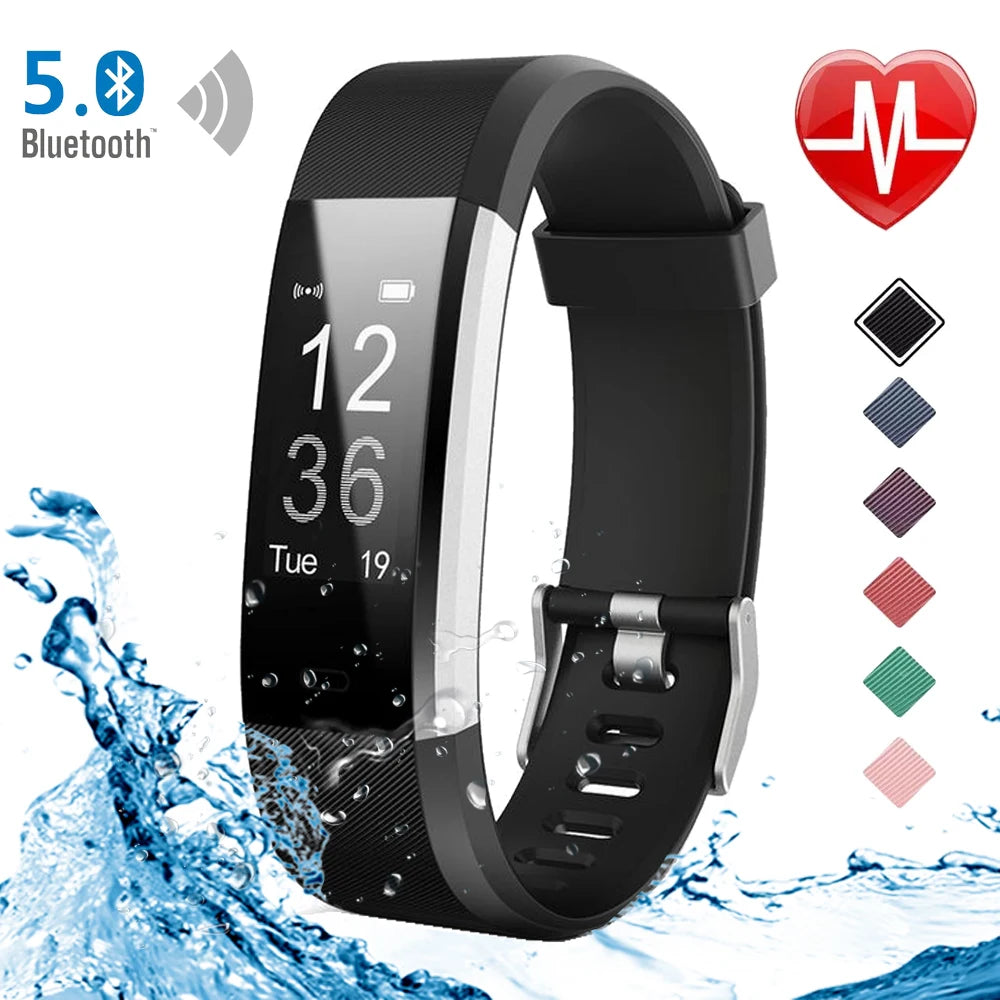 Pulseira Desportiva Inteligente - Pedómetro, Frequência Cardíaca, Pressão Arterial, Fitness, Rastreador, Bluetooth, Smartwatch