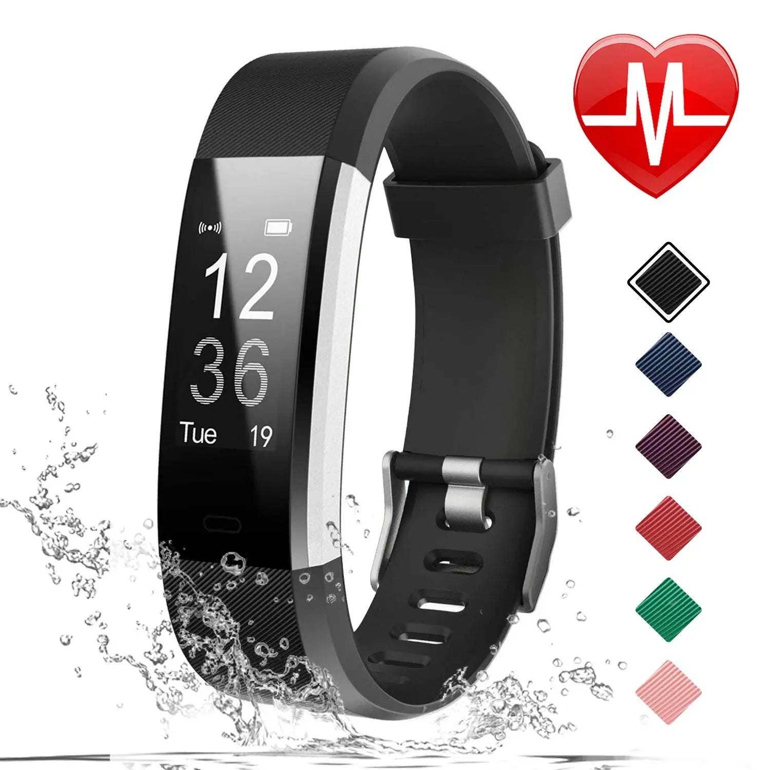 Pulseira Desportiva Inteligente - Pedómetro, Frequência Cardíaca, Pressão Arterial, Fitness, Rastreador, Bluetooth, Smartwatch