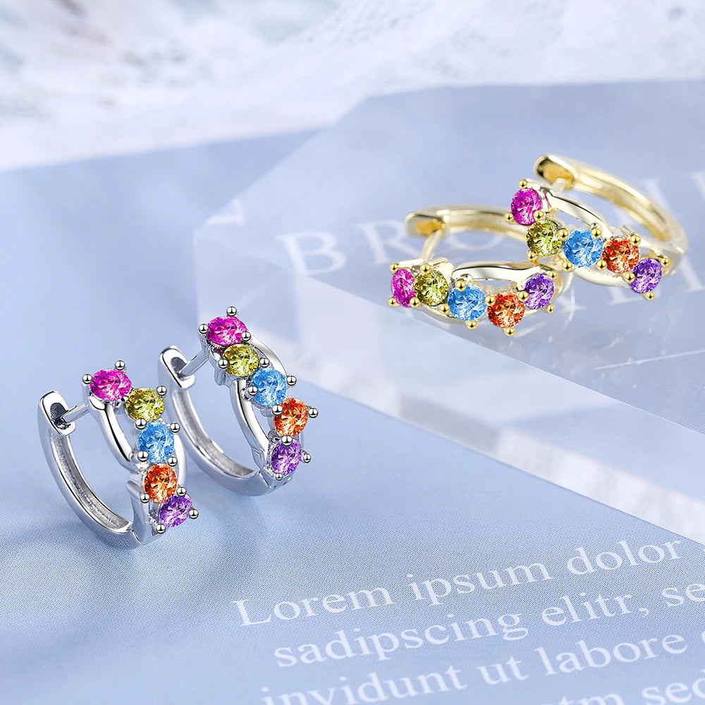 Brinco de argola de moissanite 18k 3cttw 4mm com pedras de cor brilhante 100% prata esterlina 925