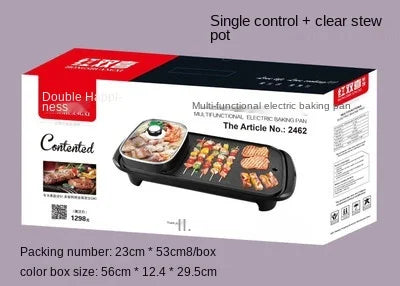 Joylove Coreano Multifunção Elétrica, Churrasqueira Grelhador Antiaderente, integrado sem fumaça.
