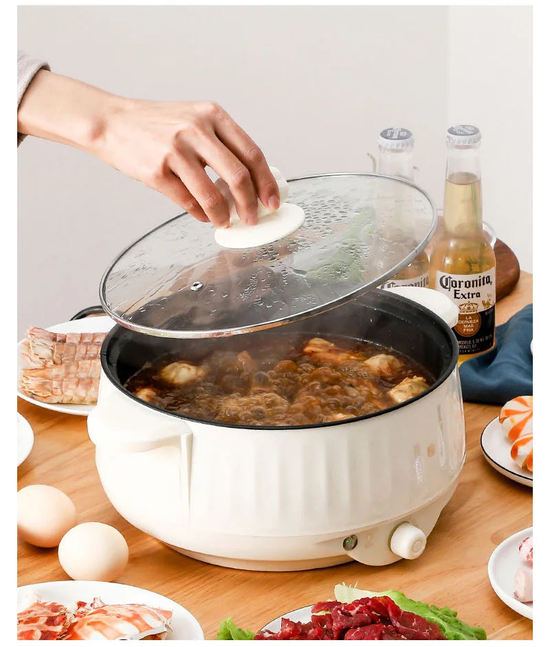 Panelas Elétricas Multifunções Camada Única/Dupla 1-2, Panela Doméstica Antiaderente, Panela Quente, Panela de Arroz, Utensílios de Cozinha