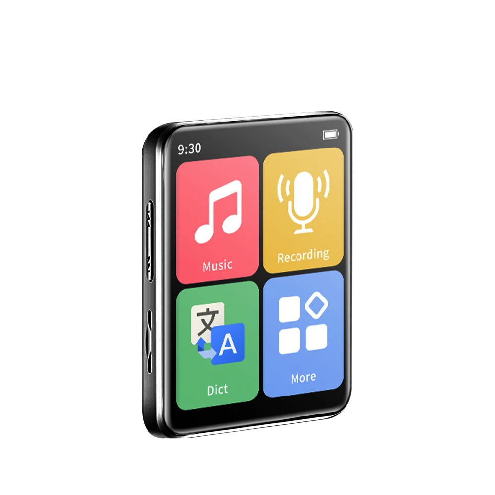 Reprodutor de mp3 portátil com tela de 2 polegadas, reprodutor de música com tela sensível ao toque BT 5.0 com alto-falantes e suporte para gravação de rádio FM e-book