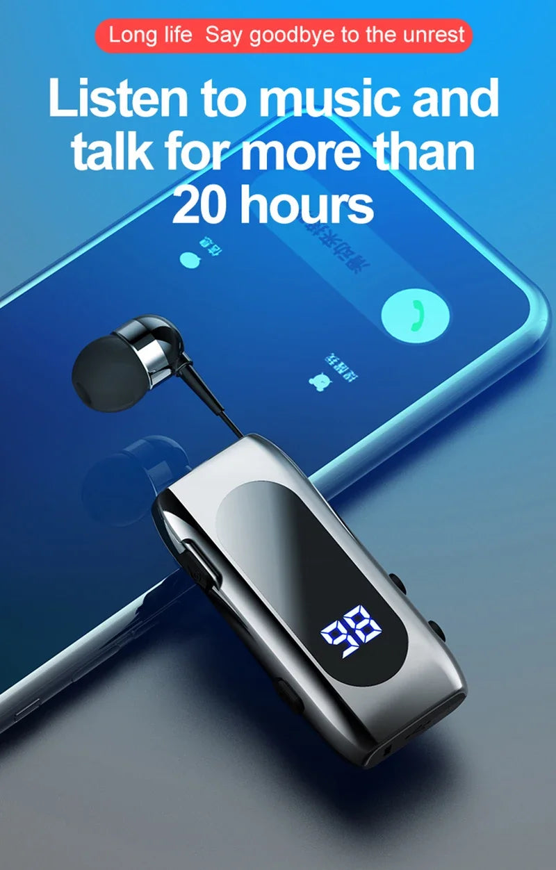 Fone de Ouvido Bluetooth K55 Lavalier – 20h de Bateria, Display LED, Microfone e Cancelamento de Ruído