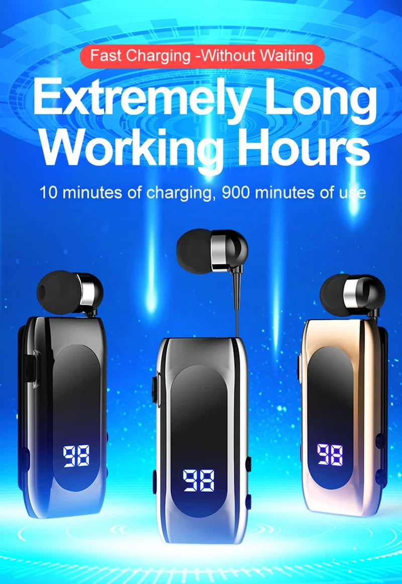 Fone de Ouvido Bluetooth K55 Lavalier – 20h de Bateria, Display LED, Microfone e Cancelamento de Ruído