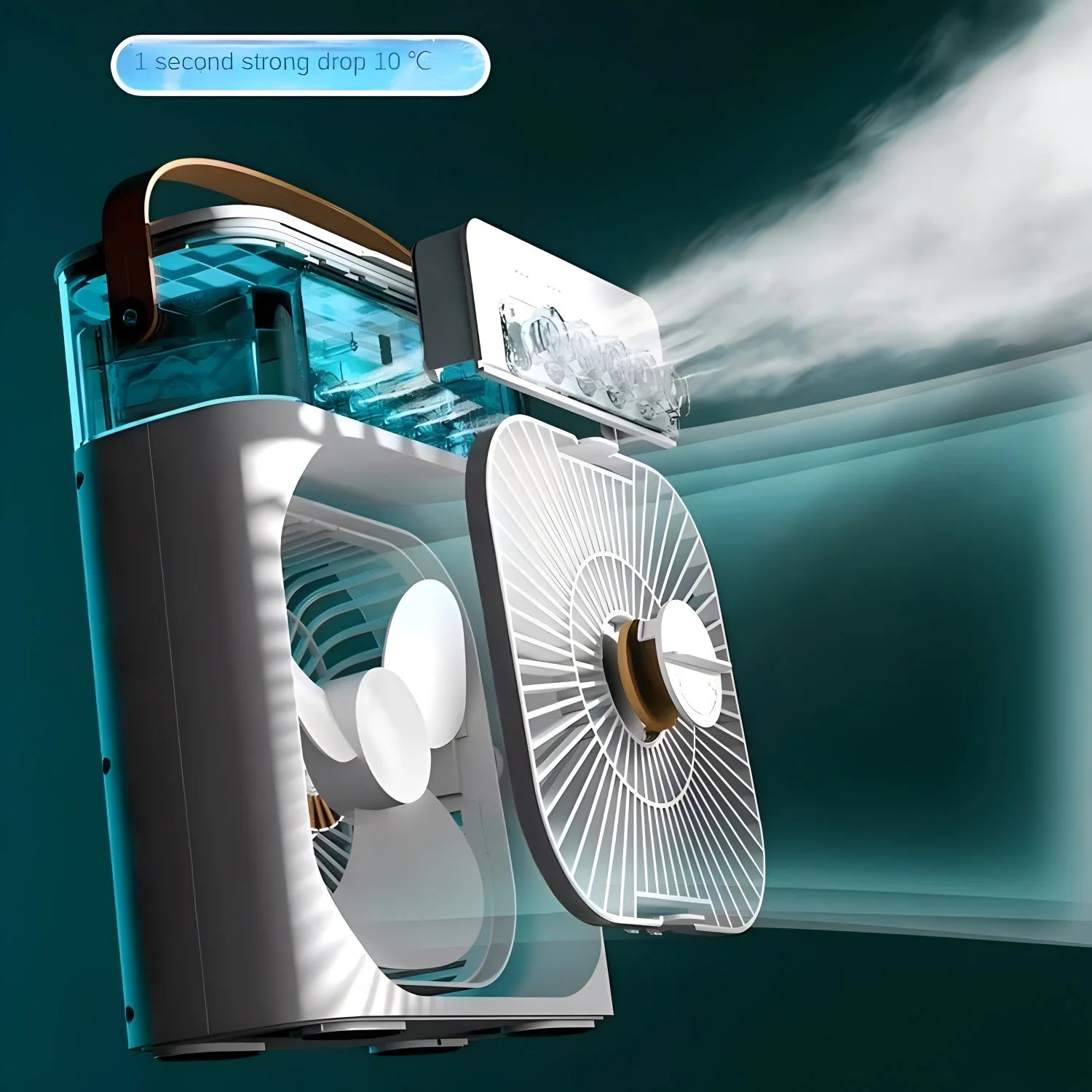 Ar Condicionado 3 em 1, Portátil com luz noturna LED, ventilador e umidificador