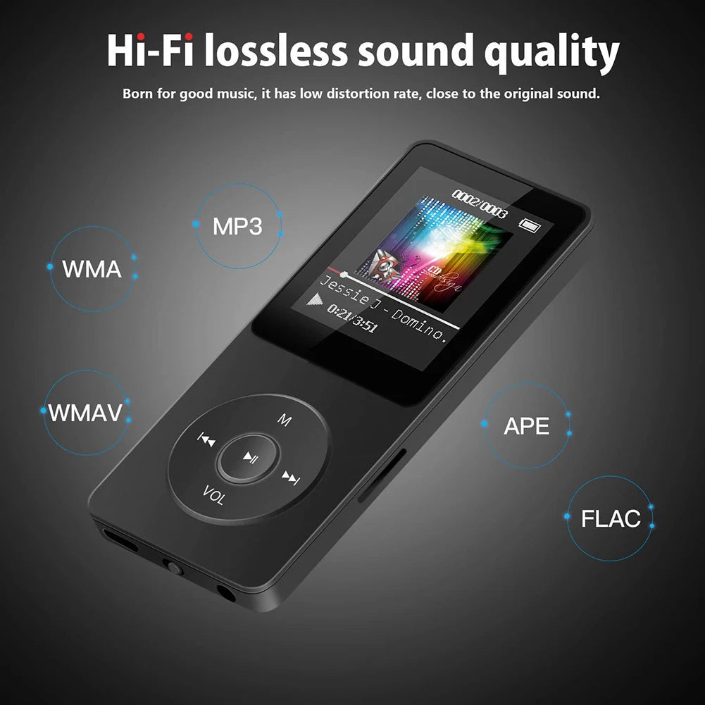 Leitor de mp3 alto-falante embutido esportes mp3 player bluetooth-compatível5.0 gravador de voz suporte rádio fm gravação de e-book para crianças
