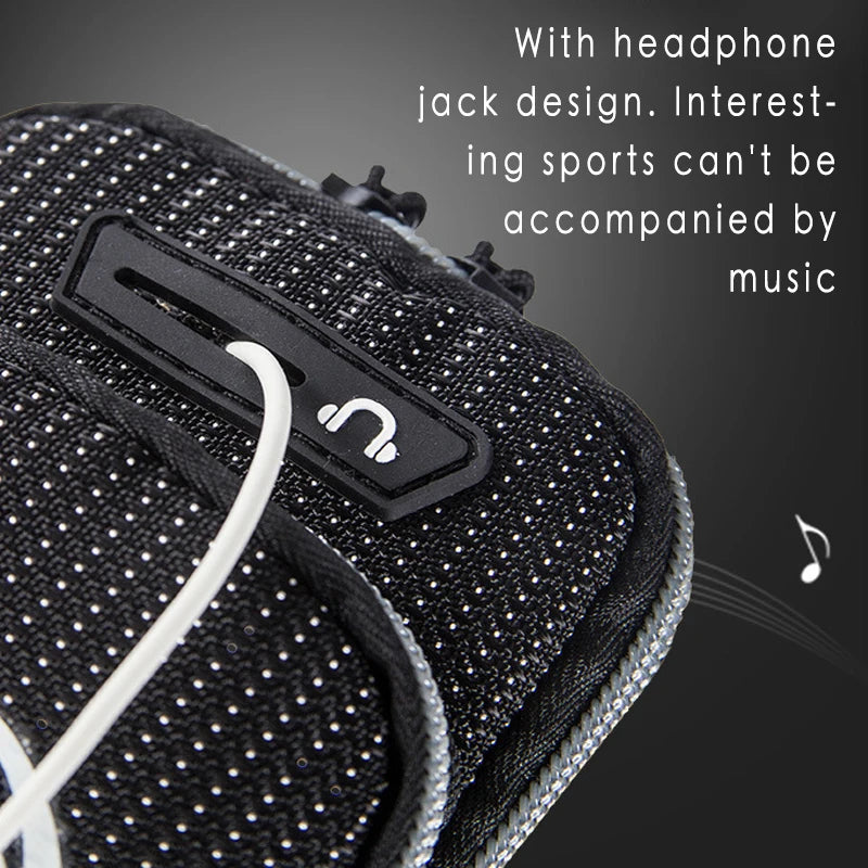 Bolsa de braço para telefone com entrada para auscultadores, impermeável, respirável, desportiva, bolsa de corrida, ginásio, suporte para telemóvel