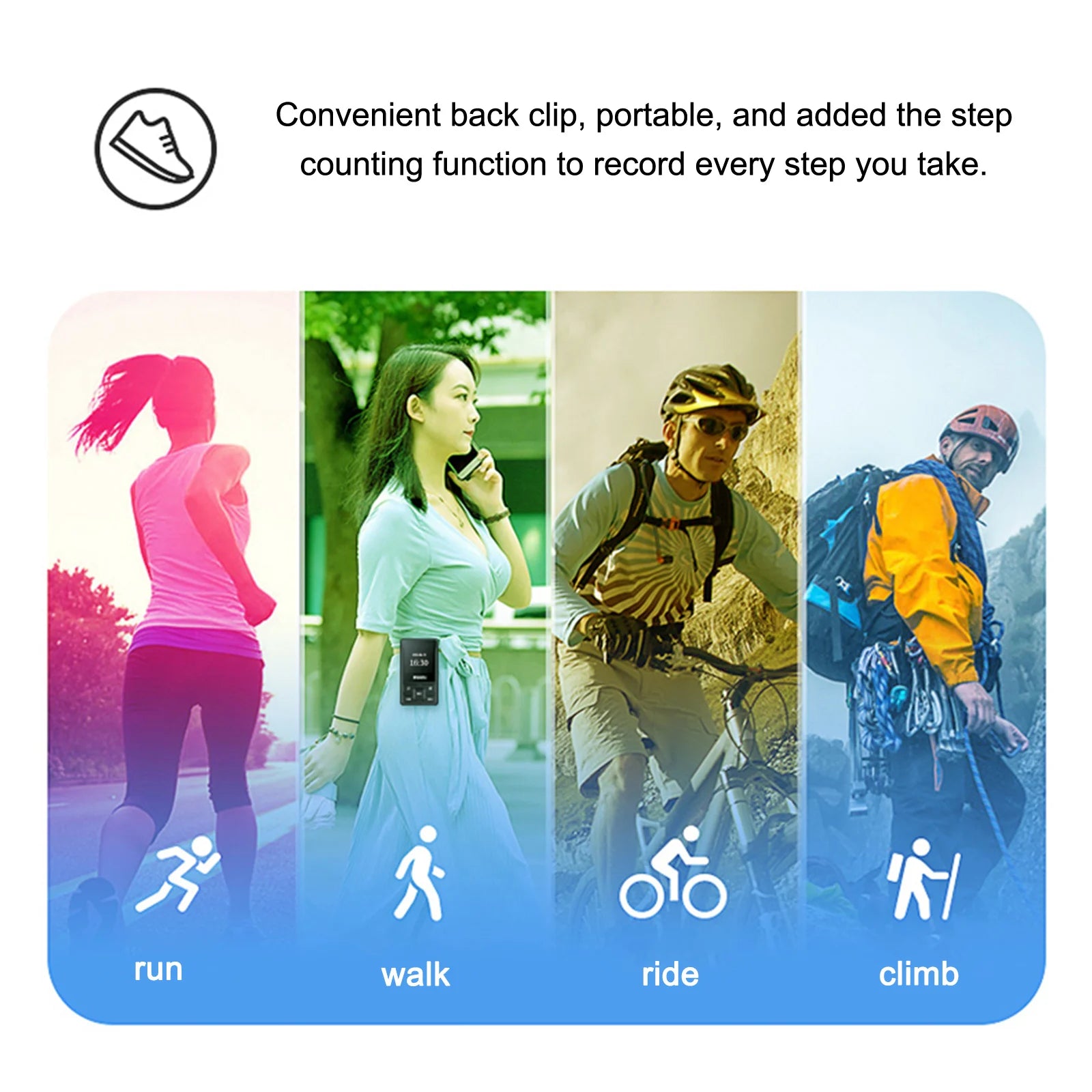Ruizu original x55 clipe esporte bluetooth mp3 player mini com suporte de tela cartão tf portátil música player de vídeo gravador e-book