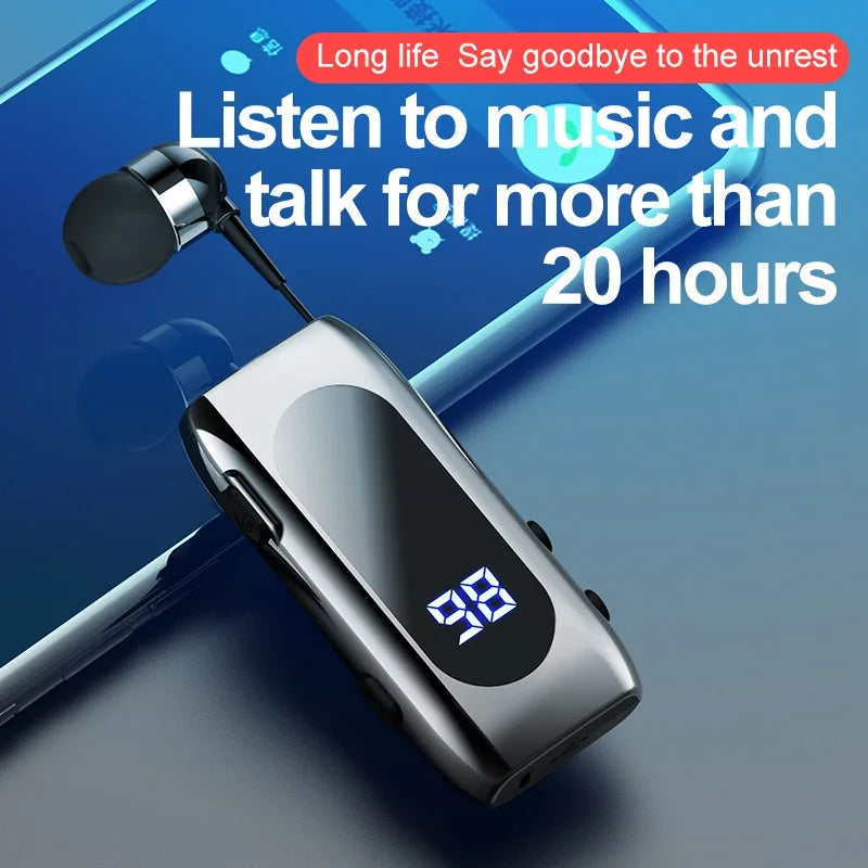 Fone de Ouvido Bluetooth K55 Lavalier – 20h de Bateria, Display LED, Microfone e Cancelamento de Ruído