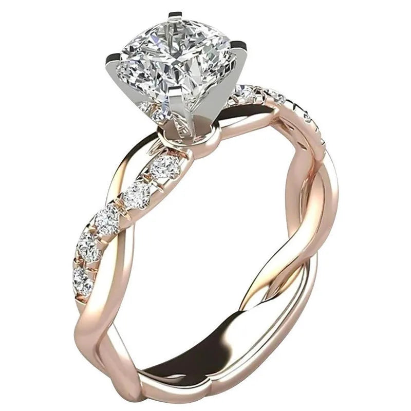 Anel de zircão cruzado Moissanite 18k