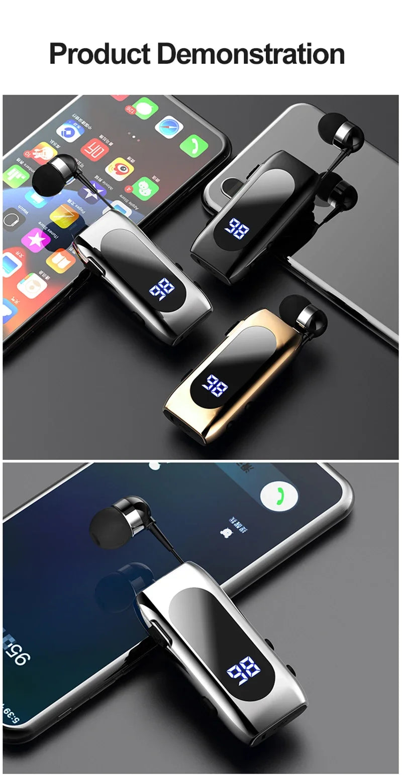 Fone de Ouvido Bluetooth K55 Lavalier – 20h de Bateria, Display LED, Microfone e Cancelamento de Ruído