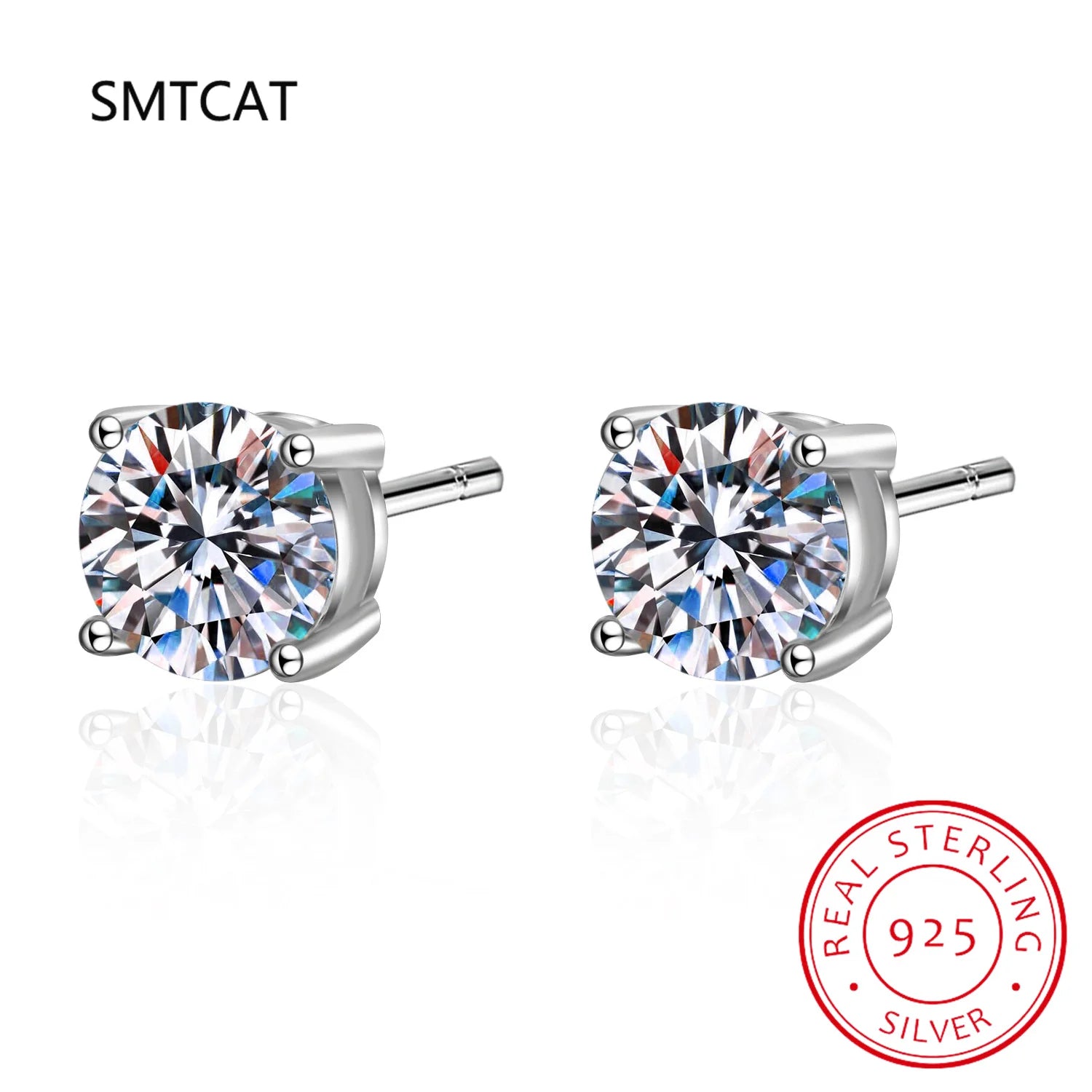 Brincos de moissanite 14k branco prata esterlina 4 pinos - brinco de diamante 1ct 2ct 4ct