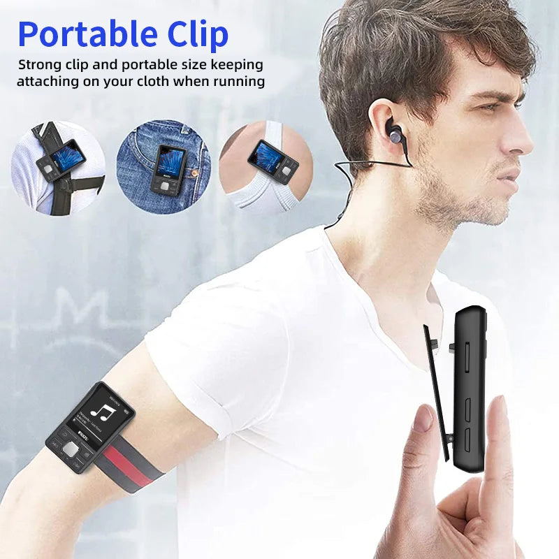Ruizu original x55 clipe esporte bluetooth mp3 player mini com suporte de tela cartão tf portátil música player de vídeo gravador e-book