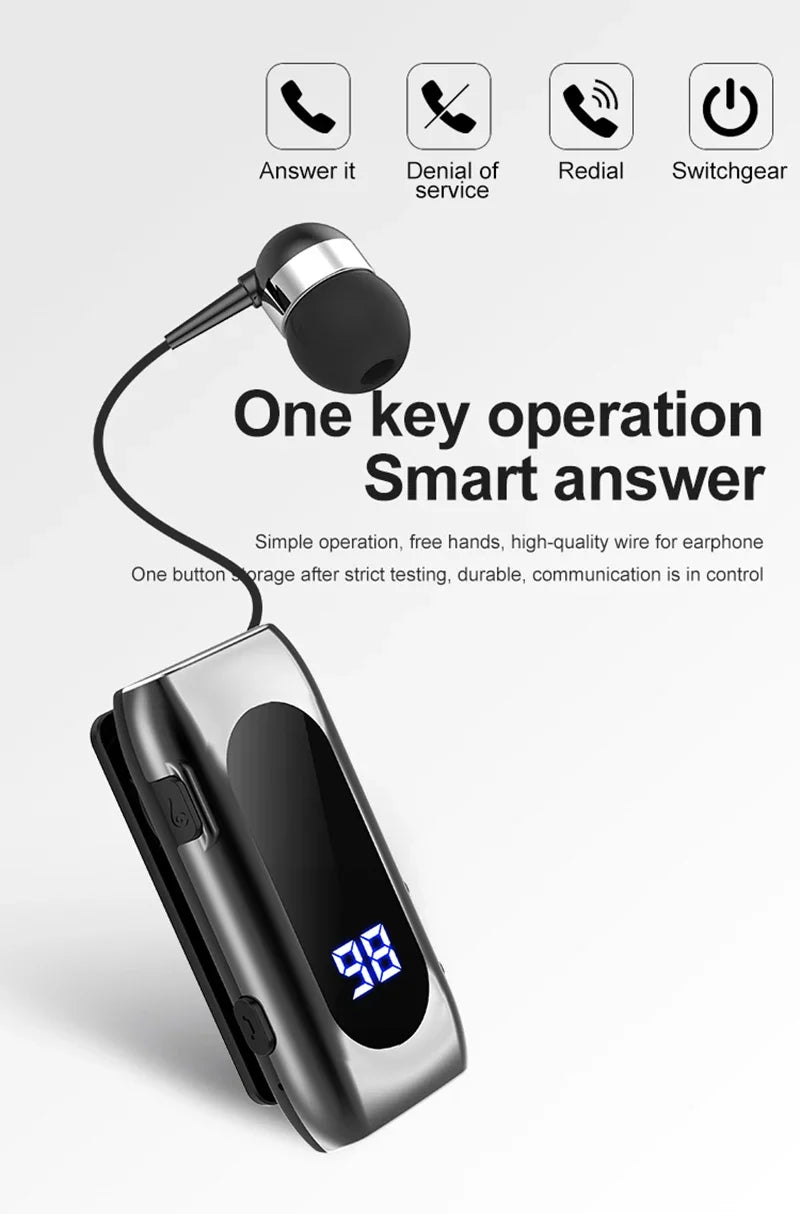 Fone de Ouvido Bluetooth K55 Lavalier – 20h de Bateria, Display LED, Microfone e Cancelamento de Ruído