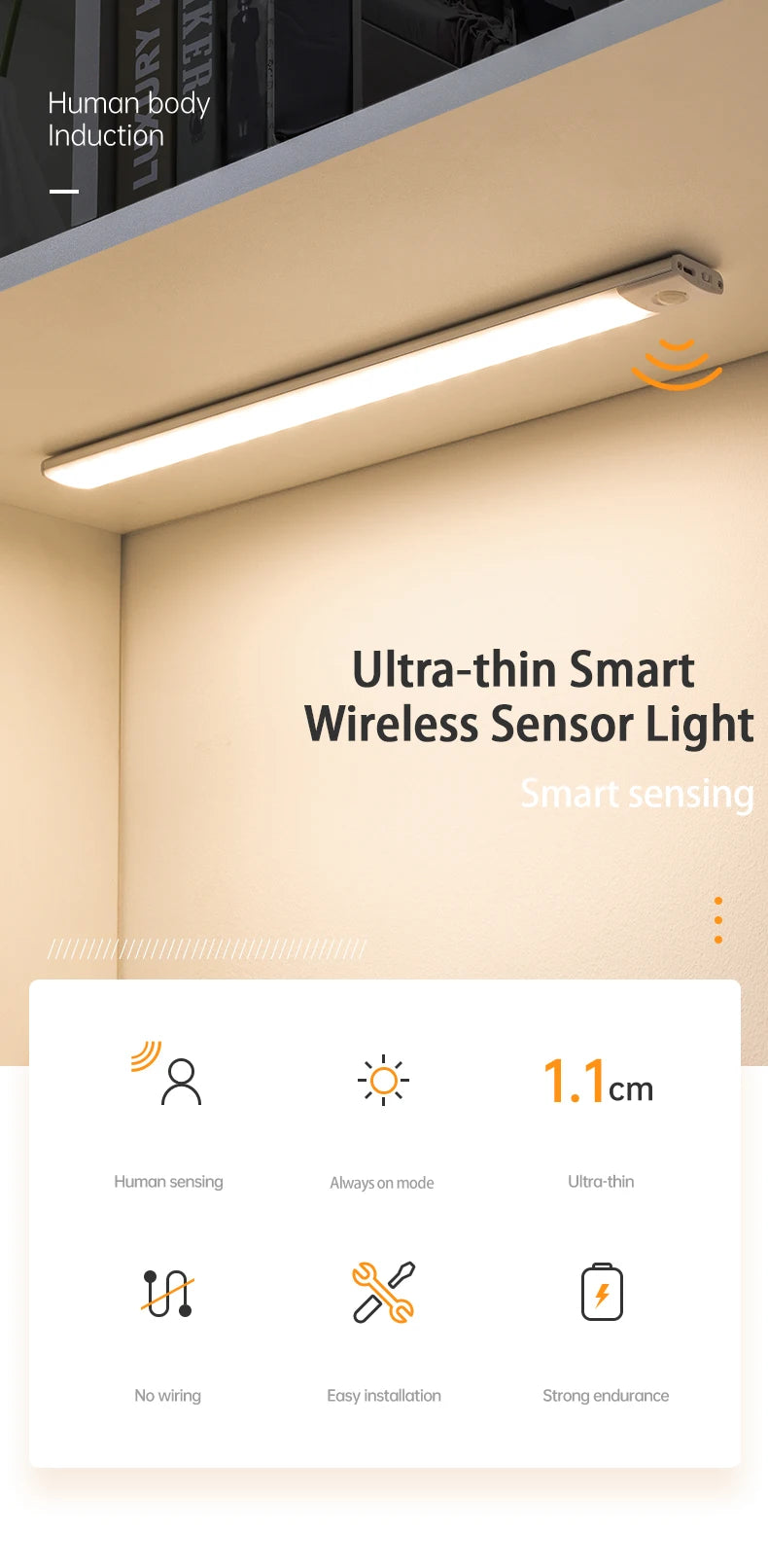 Lâmpada Sem Fio com Sensor de Movimento