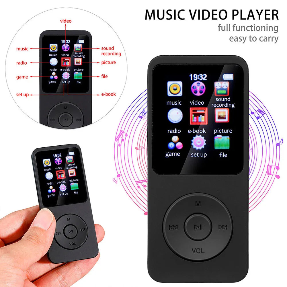 Leitor de mp3 alto-falante embutido esportes mp3 player bluetooth-compatível5.0 gravador de voz suporte rádio fm gravação de e-book para crianças