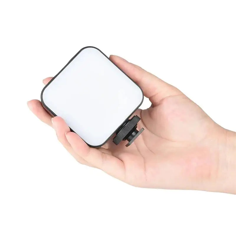 Mini luz de vídeo LED portátil para fotografia, iluminação 5W 6500K, lâmpada de enchimento para selfie e transmissão em direto com 3 sapatas frias, lâmpada para vlog