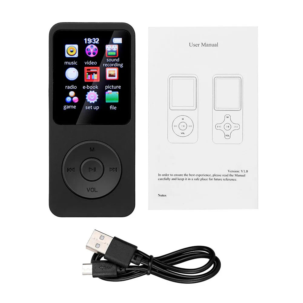 Leitor de mp3 alto-falante embutido esportes mp3 player bluetooth-compatível5.0 gravador de voz suporte rádio fm gravação de e-book para crianças