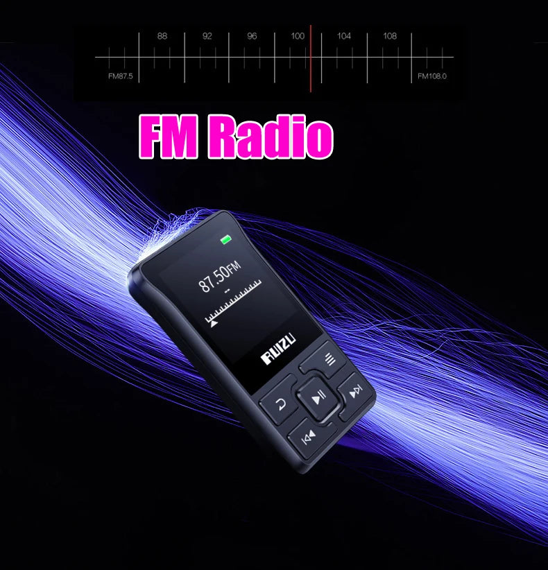 Ruizu original x55 clipe esporte bluetooth mp3 player mini com suporte de tela cartão tf portátil música player de vídeo gravador e-book