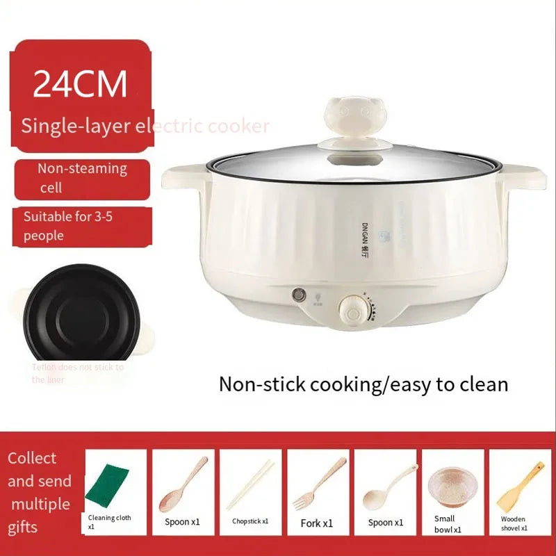 Panelas Elétricas Multifunções Camada Única/Dupla 1-2, Panela Doméstica Antiaderente, Panela Quente, Panela de Arroz, Utensílios de Cozinha