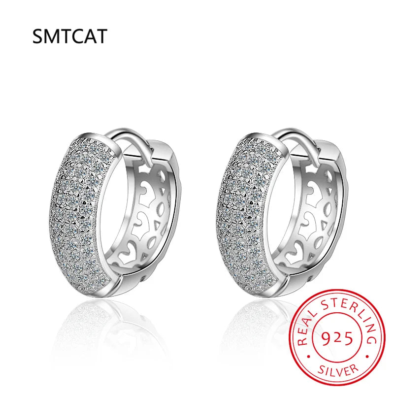 Brinco de argola de moissanite 18k 3cttw 4mm com pedras de cor brilhante 100% prata esterlina 925