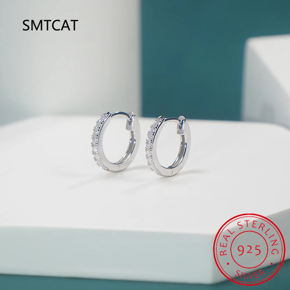Brinco de argola de moissanite 18k 3cttw 4mm com pedras de cor brilhante 100% prata esterlina 925