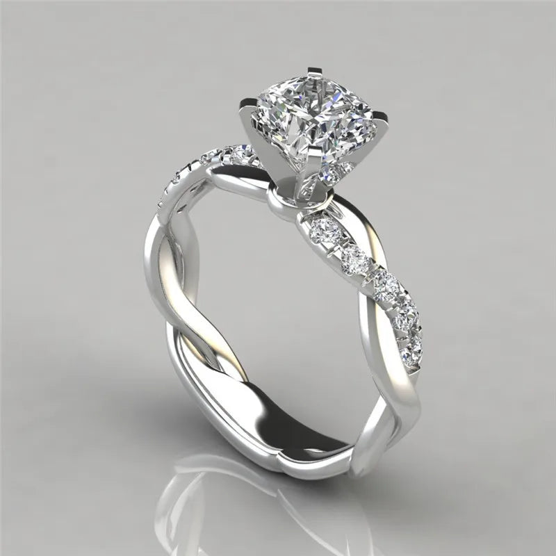Anel de zircão cruzado Moissanite 18k
