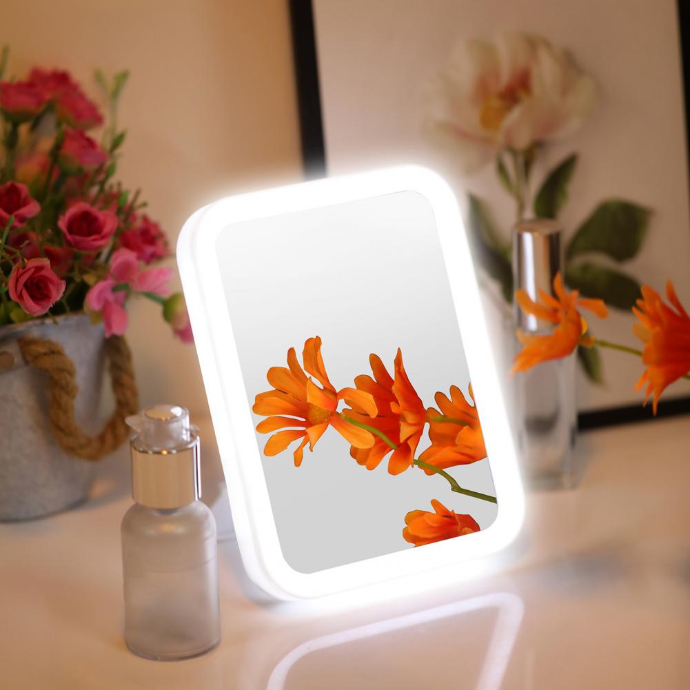 Espelho de Maquiagem LED Dobrável com 3 Níveis de Luz – Portátil e Recarregável!