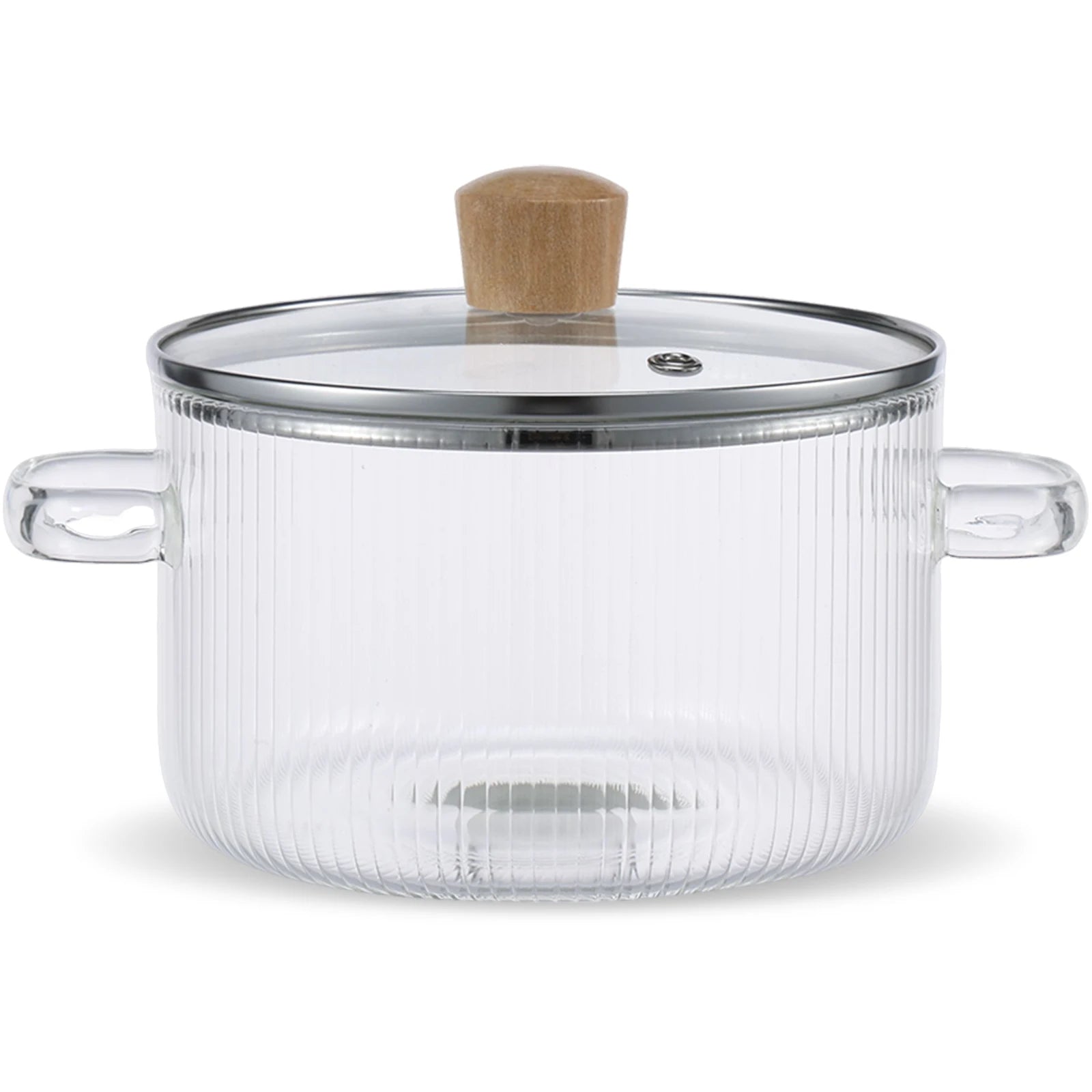 Panela de vidro Panela de cozinha clara com tampa 1.6L Panela de sopa de vidro resistente ao calor Dual Handles Panela de vidro Ferramentas de cozinha de cozinha
