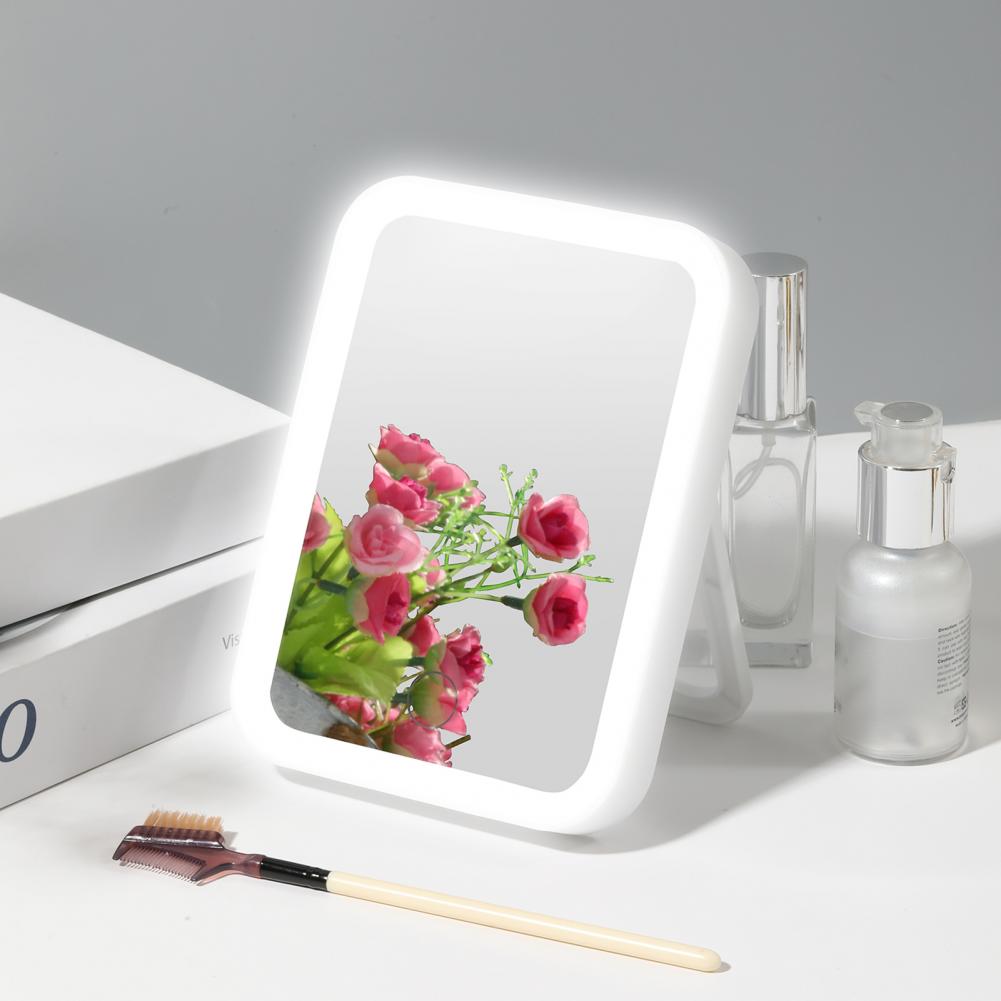 Espelho de Maquiagem LED Dobrável com 3 Níveis de Luz – Portátil e Recarregável!