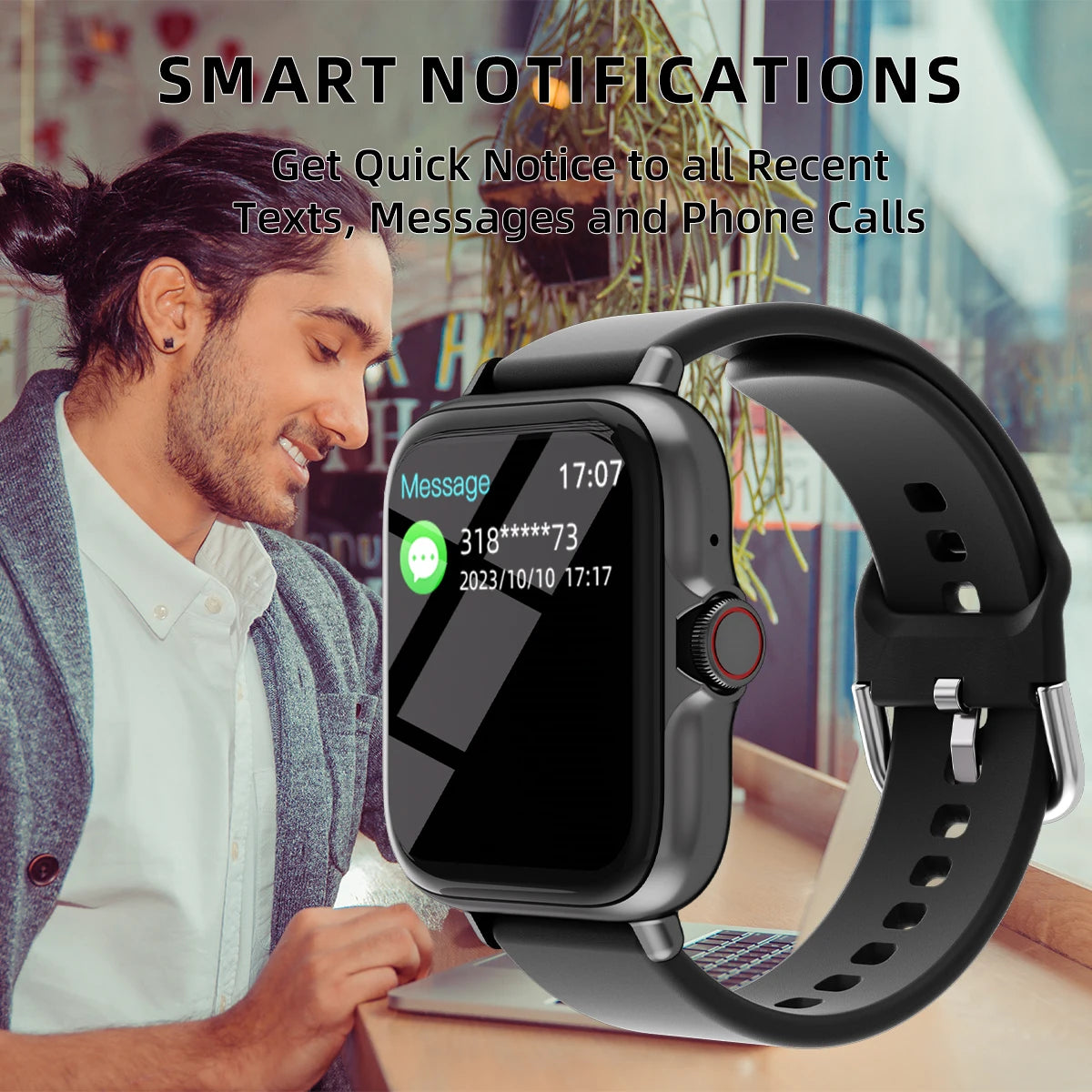 Smartwatch 1.83" com Bluetooth, Chamadas, Monitoramento de Sono, Pedômetro e Muito Mais!
