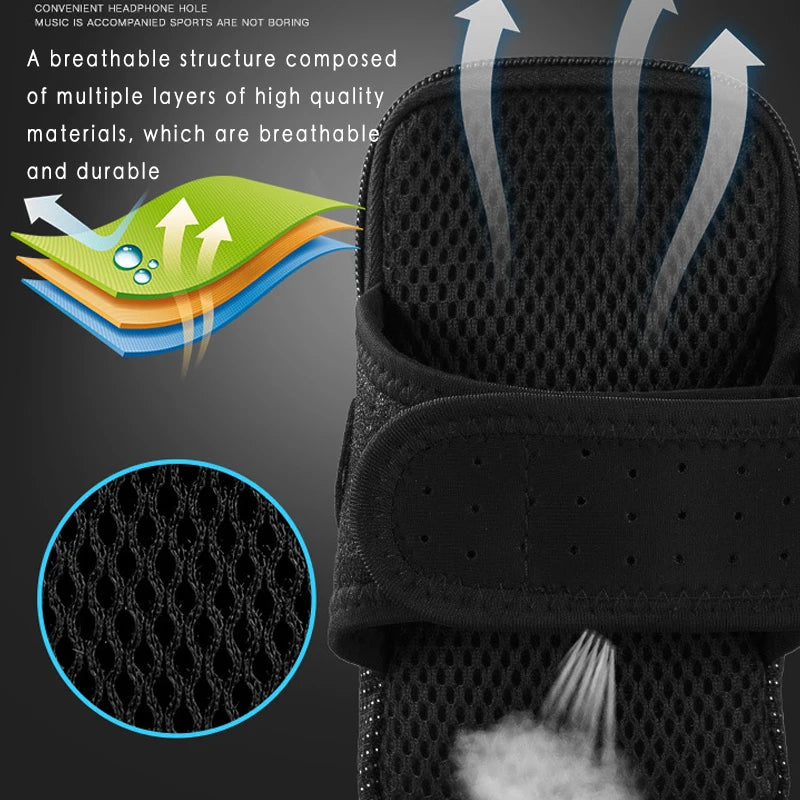 Bolsa de braço para telefone com entrada para auscultadores, impermeável, respirável, desportiva, bolsa de corrida, ginásio, suporte para telemóvel