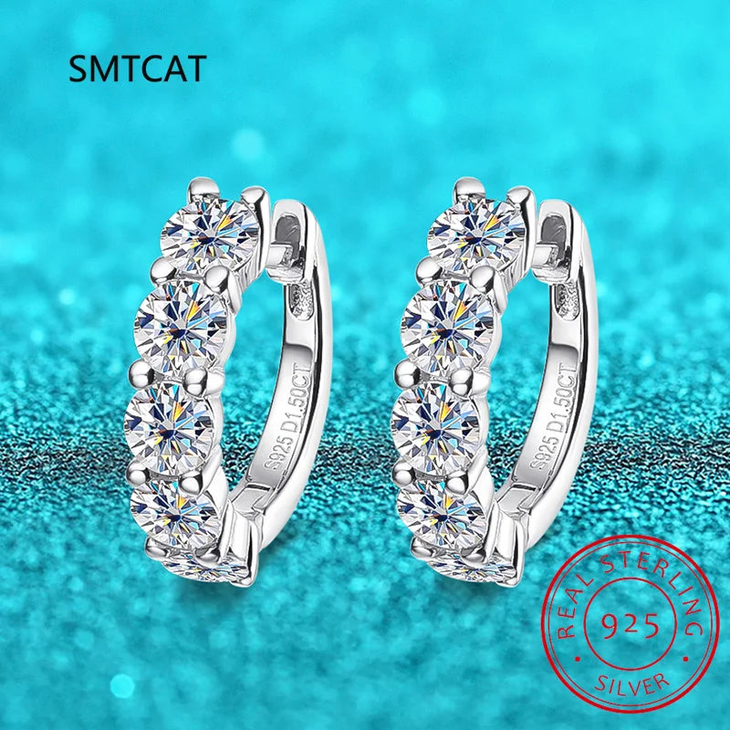 Brinco de argola de moissanite 18k 3cttw 4mm com pedras de cor brilhante 100% prata esterlina 925