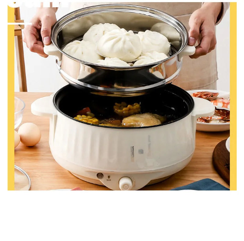 Panelas Elétricas Multifunções Camada Única/Dupla 1-2, Panela Doméstica Antiaderente, Panela Quente, Panela de Arroz, Utensílios de Cozinha