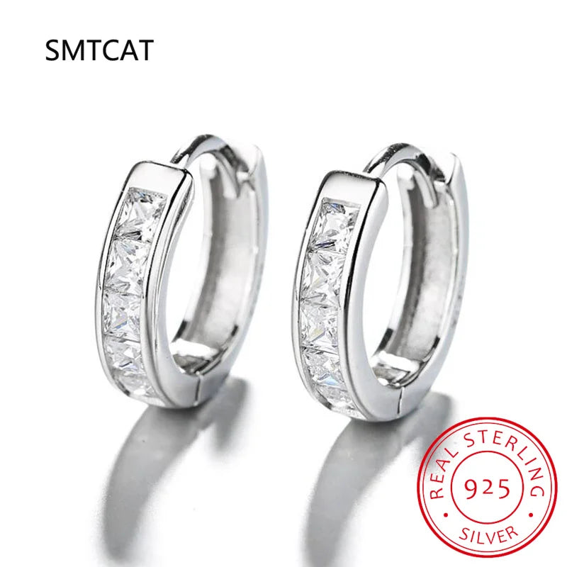 Brinco de argola de moissanite 18k 3cttw 4mm com pedras de cor brilhante 100% prata esterlina 925