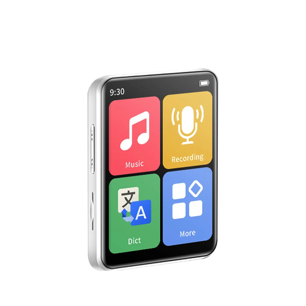 Reprodutor de mp3 portátil com tela de 2 polegadas, reprodutor de música com tela sensível ao toque BT 5.0 com alto-falantes e suporte para gravação de rádio FM e-book