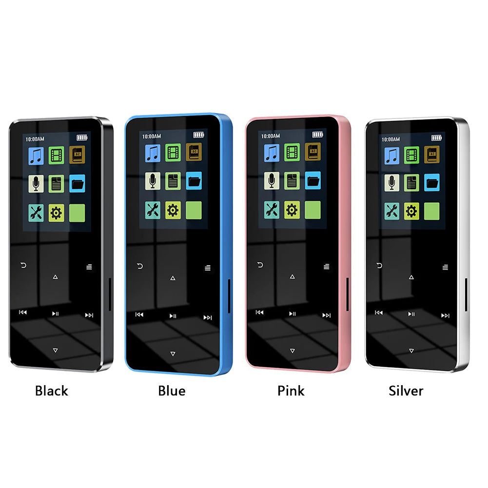 1,8 polegadas TFT MP3 Player Walkman USB 2.0 3,5 mm Jack Bluetooth 5.0 Music Walkman compatível com gravação de e-book Altifalante incorporado