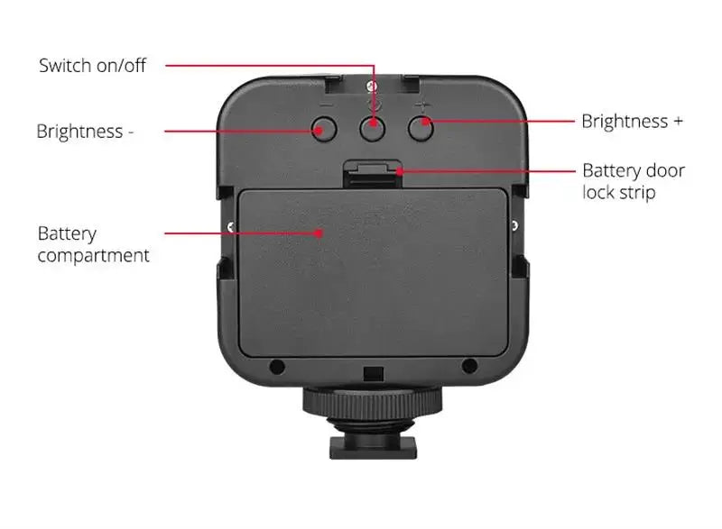 Mini luz de vídeo LED portátil para fotografia, iluminação 5W 6500K, lâmpada de enchimento para selfie e transmissão em direto com 3 sapatas frias, lâmpada para vlog