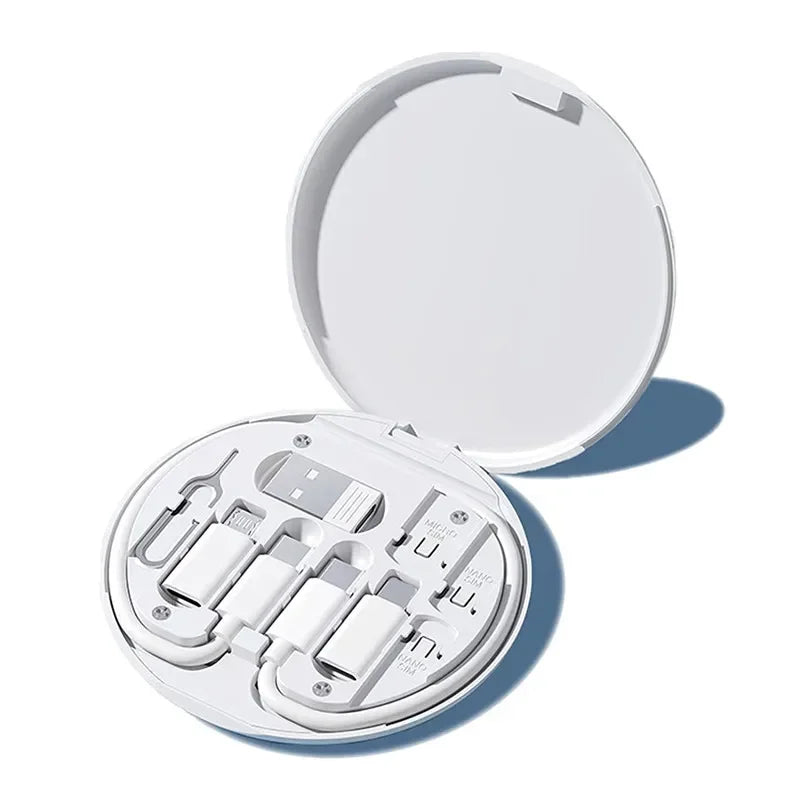 60W Type-C para USB C para Micro para Lighting Kit adaptador de cabo de carregamento rápido para iPhone 14 13 15 Pro Carregador OTG Caixa de armazenamento múltiplo