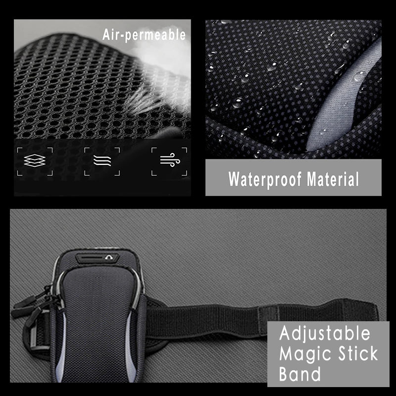 Bolsa de braço para telefone com entrada para auscultadores, impermeável, respirável, desportiva, bolsa de corrida, ginásio, suporte para telemóvel