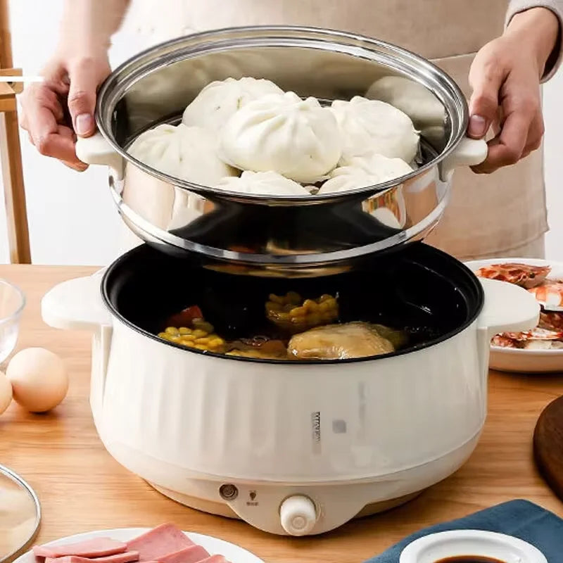 Panelas Elétricas Multifunções Camada Única/Dupla 1-2, Panela Doméstica Antiaderente, Panela Quente, Panela de Arroz, Utensílios de Cozinha