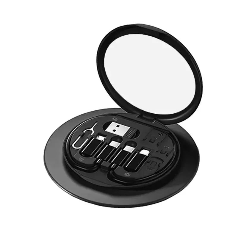 60W Type-C para USB C para Micro para Lighting Kit adaptador de cabo de carregamento rápido para iPhone 14 13 15 Pro Carregador OTG Caixa de armazenamento múltiplo