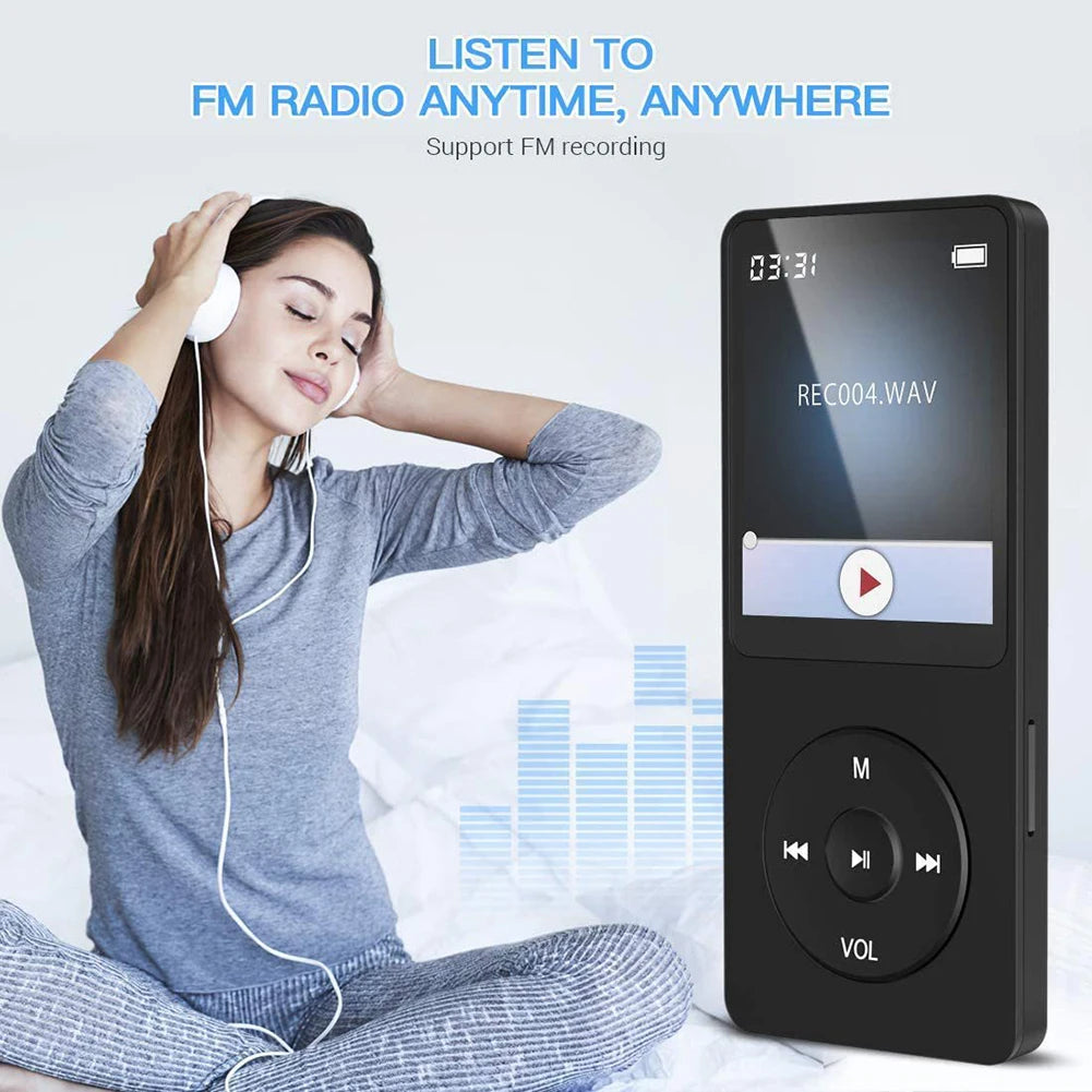 Leitor de mp3 alto-falante embutido esportes mp3 player bluetooth-compatível5.0 gravador de voz suporte rádio fm gravação de e-book para crianças
