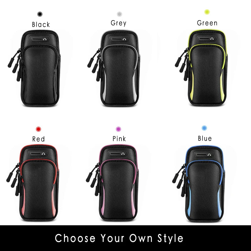 Bolsa de braço para telefone com entrada para auscultadores, impermeável, respirável, desportiva, bolsa de corrida, ginásio, suporte para telemóvel