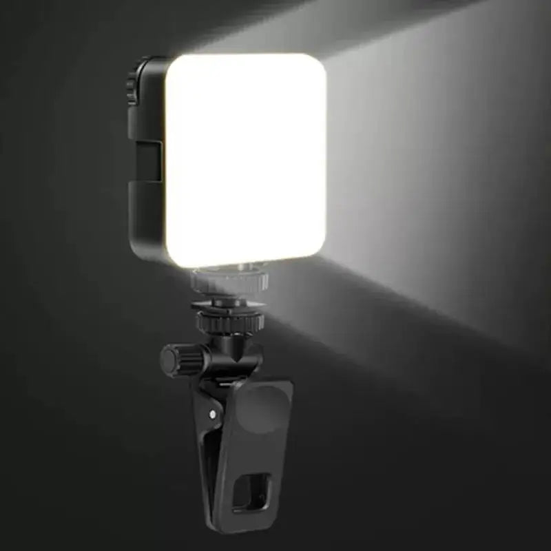 Mini luz de vídeo LED portátil para fotografia, iluminação 5W 6500K, lâmpada de enchimento para selfie e transmissão em direto com 3 sapatas frias, lâmpada para vlog