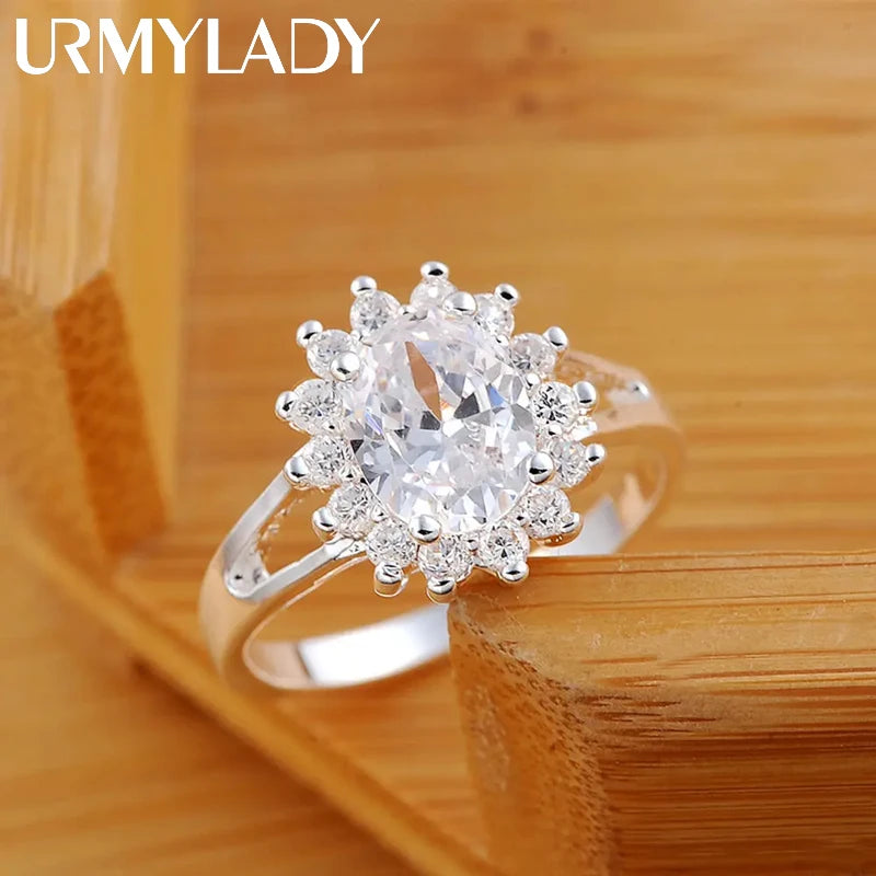 Anel de prata esterlina - Cristal  de flor moissanite