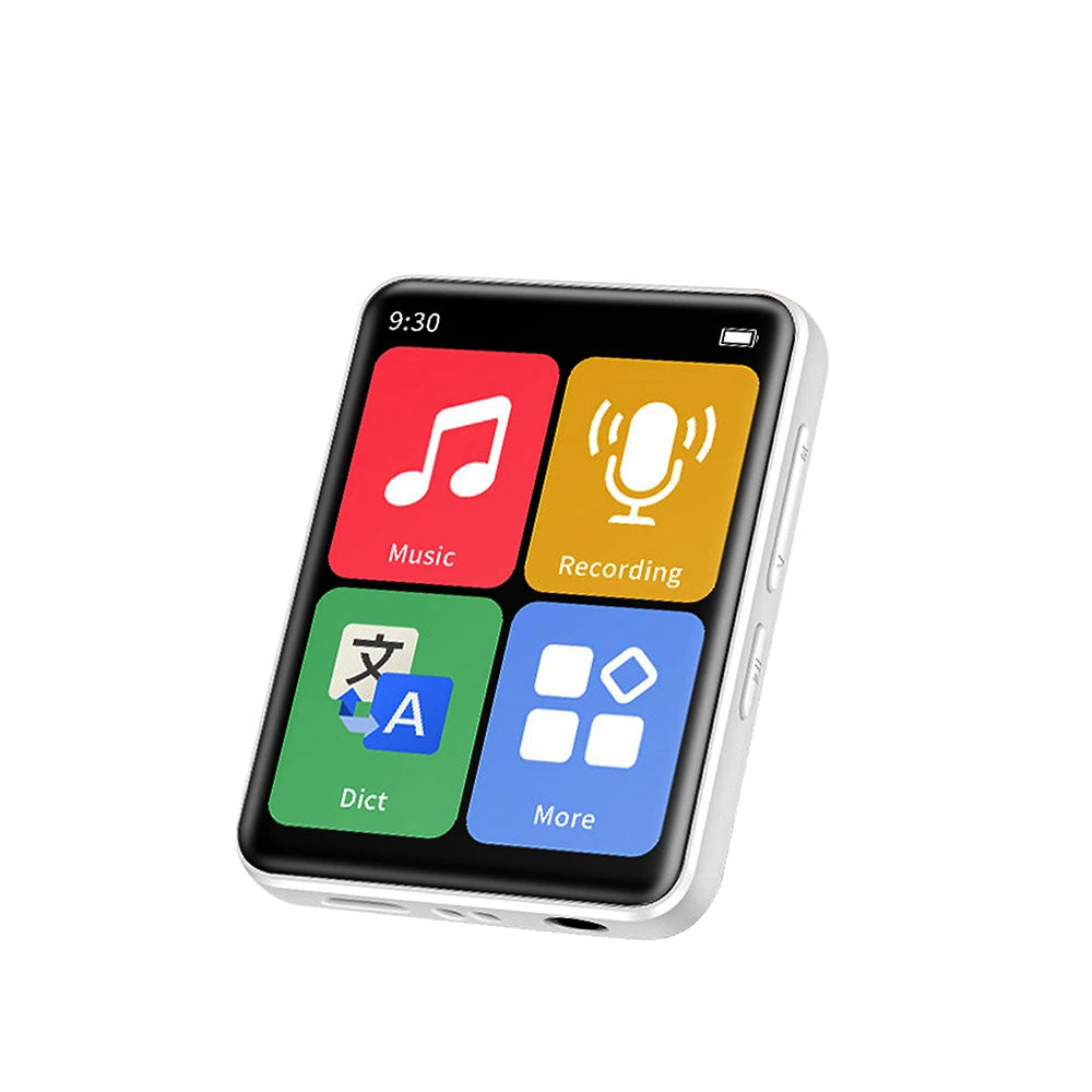Reprodutor de mp3 portátil com tela de 2 polegadas, reprodutor de música com tela sensível ao toque BT 5.0 com alto-falantes e suporte para gravação de rádio FM e-book