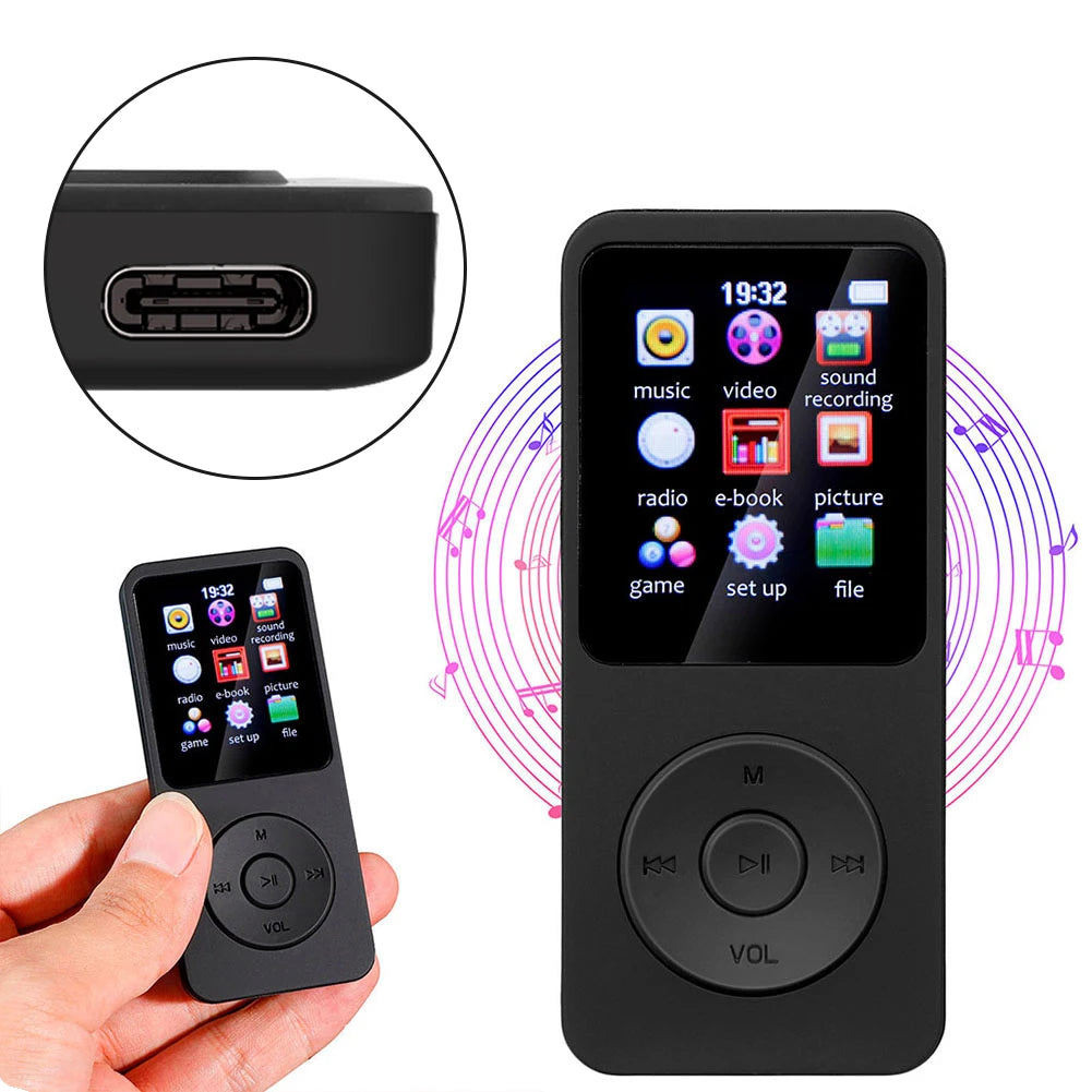 Leitor de mp3 alto-falante embutido esportes mp3 player bluetooth-compatível5.0 gravador de voz suporte rádio fm gravação de e-book para crianças