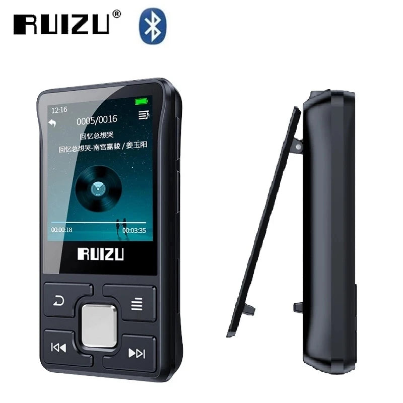 Ruizu original x55 clipe esporte bluetooth mp3 player mini com suporte de tela cartão tf portátil música player de vídeo gravador e-book
