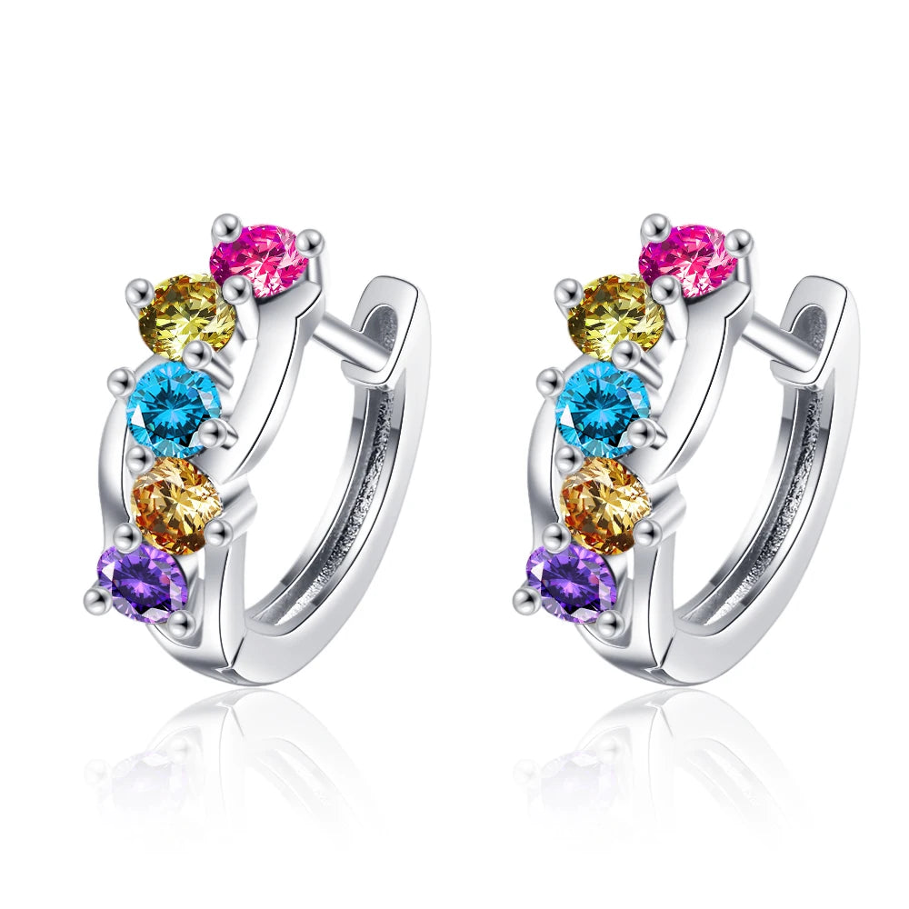 Brinco de argola de moissanite 18k 3cttw 4mm com pedras de cor brilhante 100% prata esterlina 925